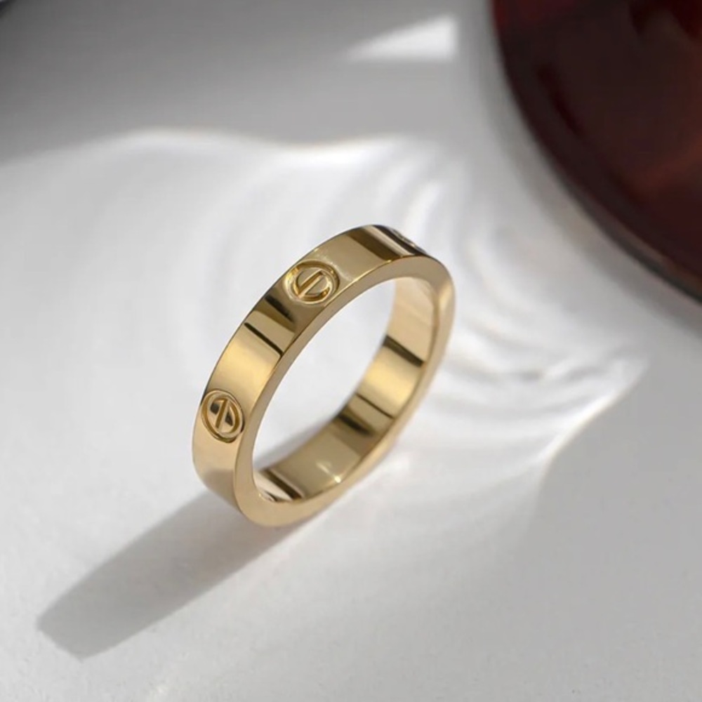 Gold Screw Motif Band Ring - Women's Jewelry